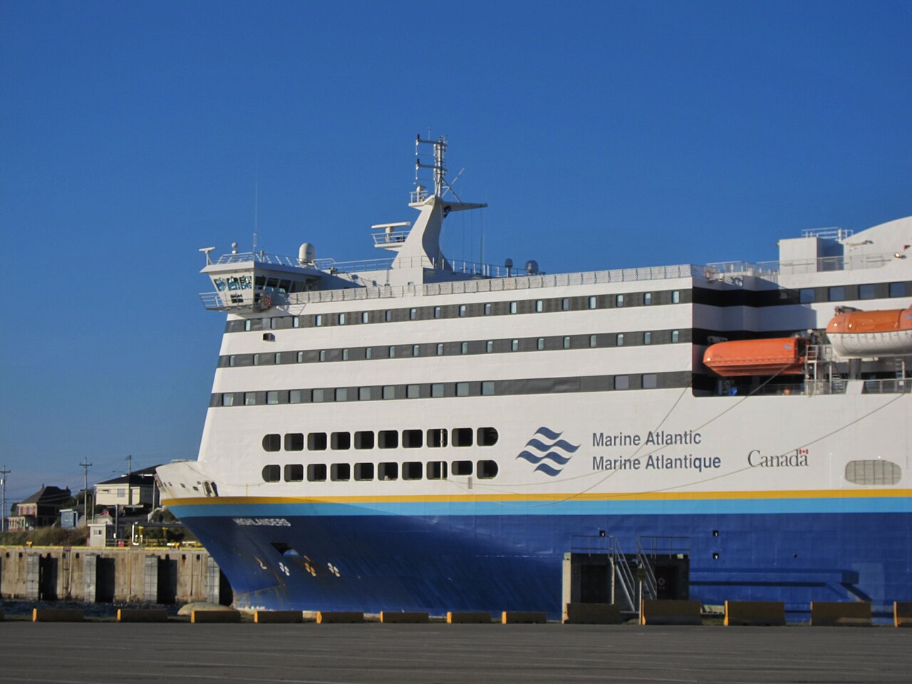 A ferry at the slip in Port aux Basques, Newfoundland
